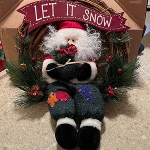 Festive Santa Wreath with Green Accents